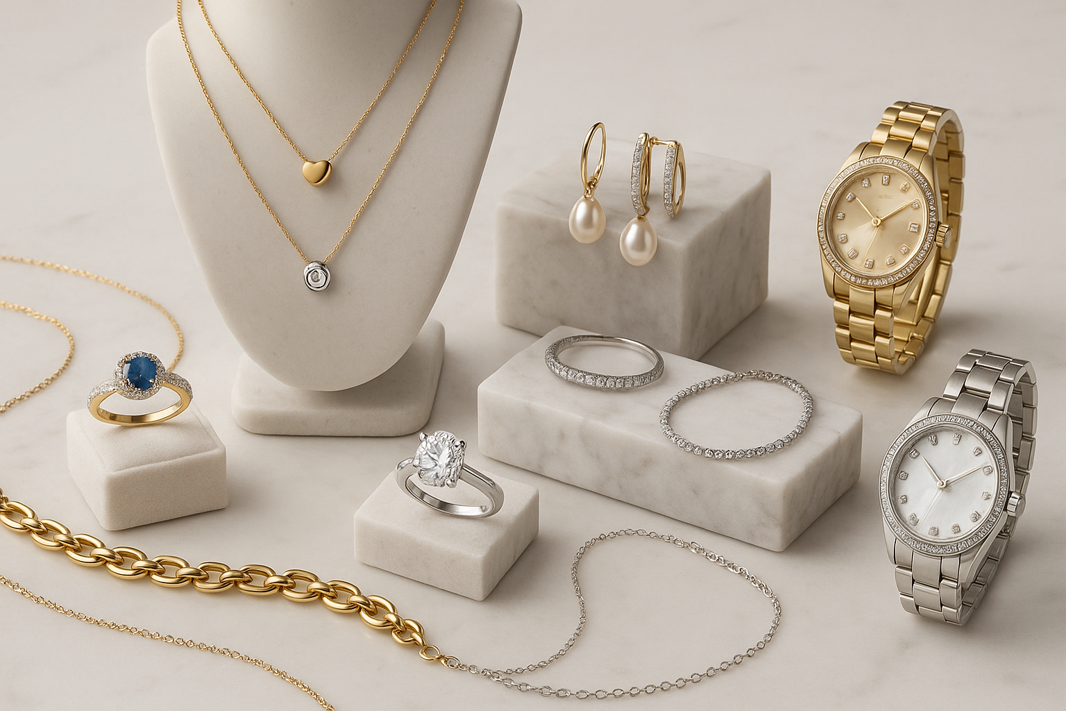 necklaces, rings, bracelets, earrings, anklets &amp; watches. Luxury and fashion jewelry