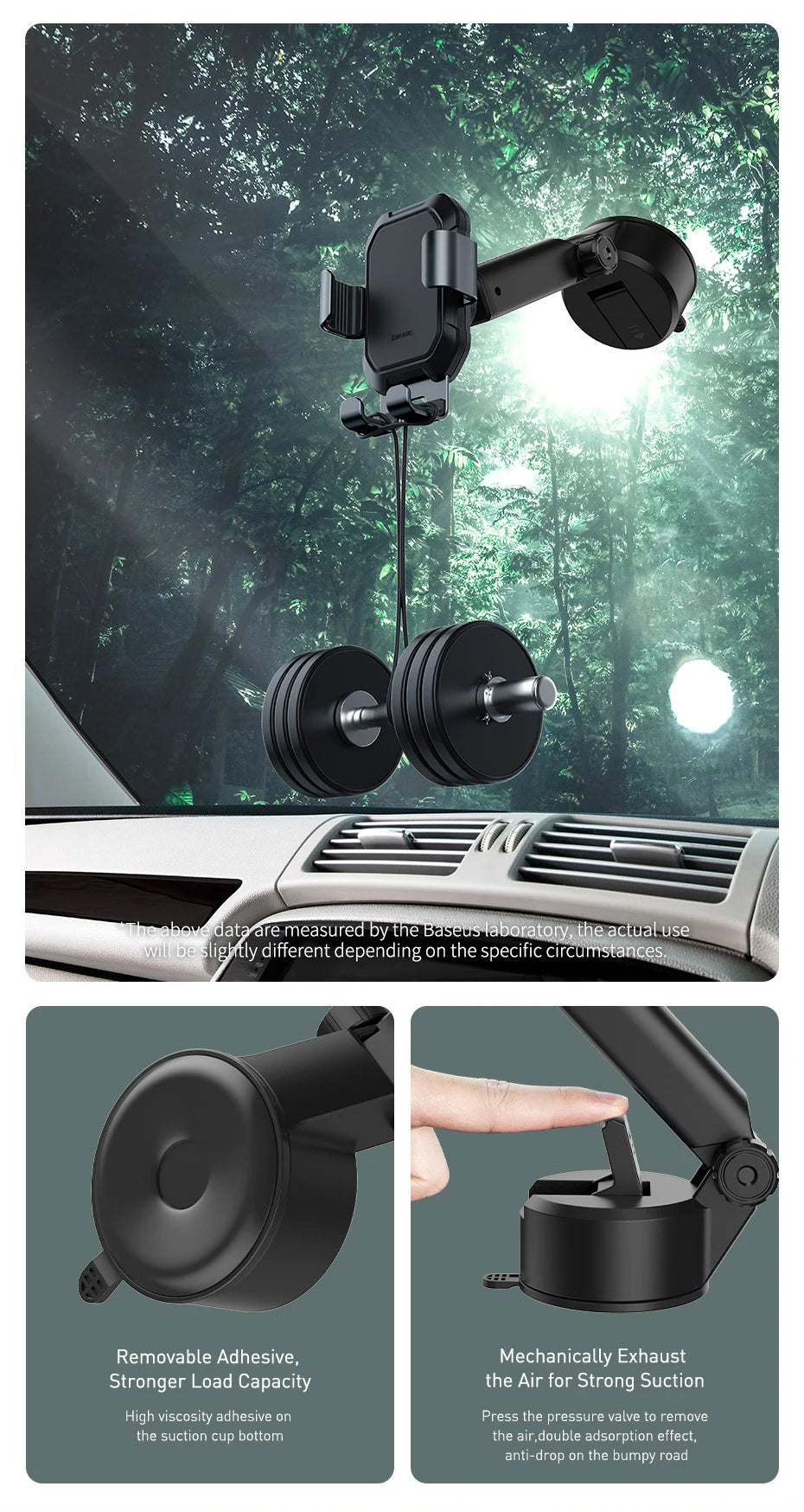 Car air freshener with a holder attached to a car's interior, featuring a forest background.