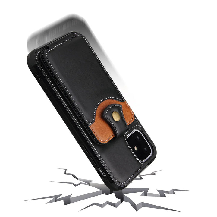Luxury PU Leather Wallet Case for iPhone 15–SE – Card Holder with Sleek Design – Black, Brown, Red, Gray, Blue
