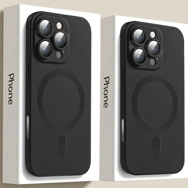Luxury Magnetic Soft Silicone Case for iPhone 16 – Matte Finish with Camera Lens Protection & MagSafe Compatibility