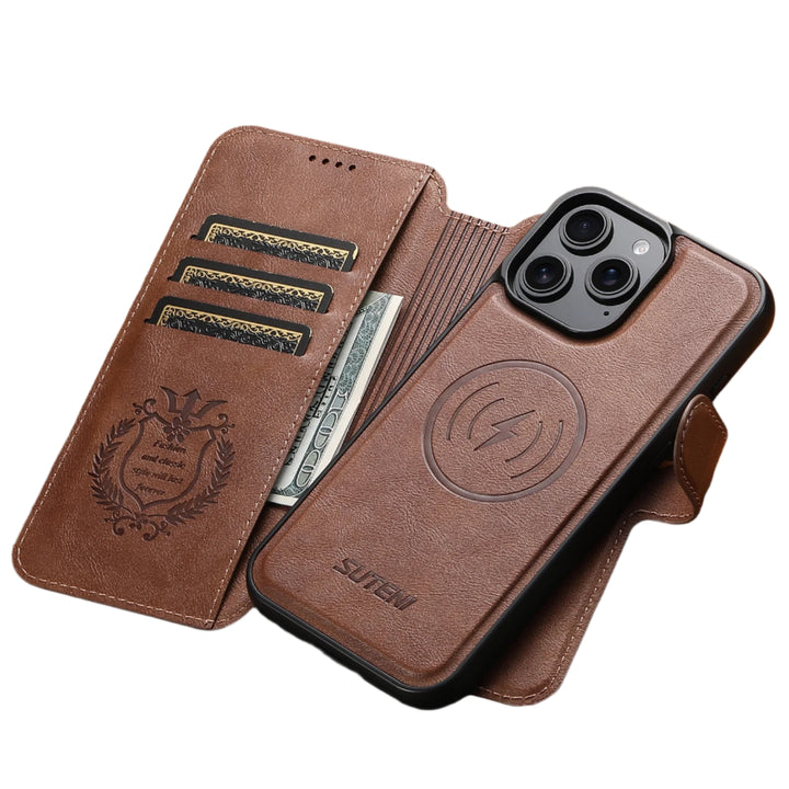PU Leather Magnetic Wallet Flip Case for iPhone 16–12 Series with Card Slot and Kickstand – Black, Blue, Brown