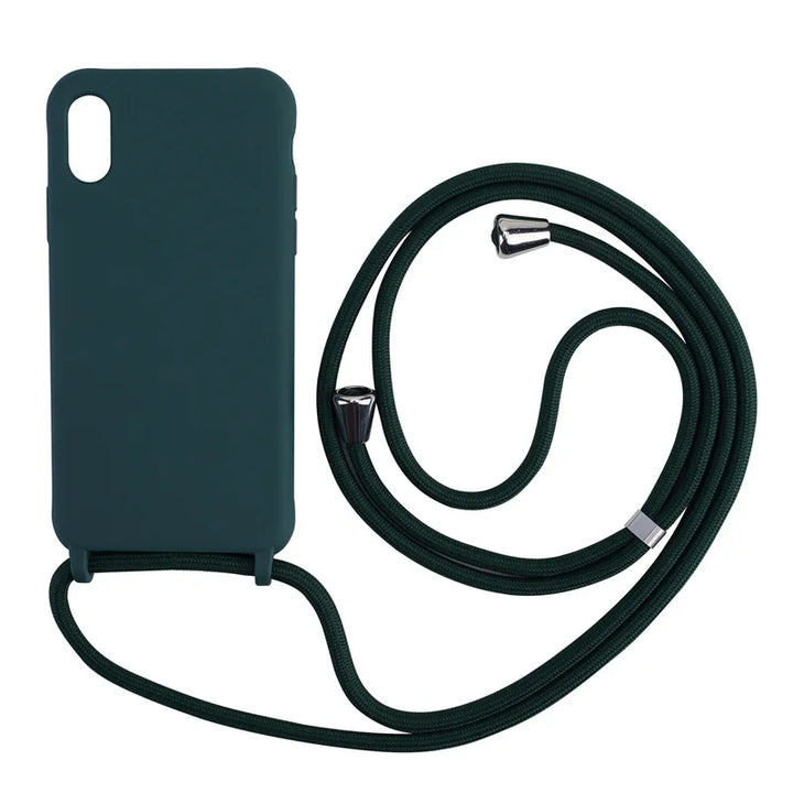 Luxury iPhone case with a stylish chain necklace strap.