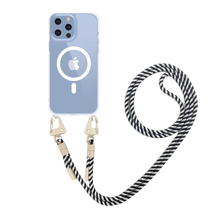 iPhone 11 Pro Max with this sleek Magsafe Magnetic Neck Strap Case. Features wireless charging support, shockproof protection, and a convenient adjustable lanyard for hands-free use.
