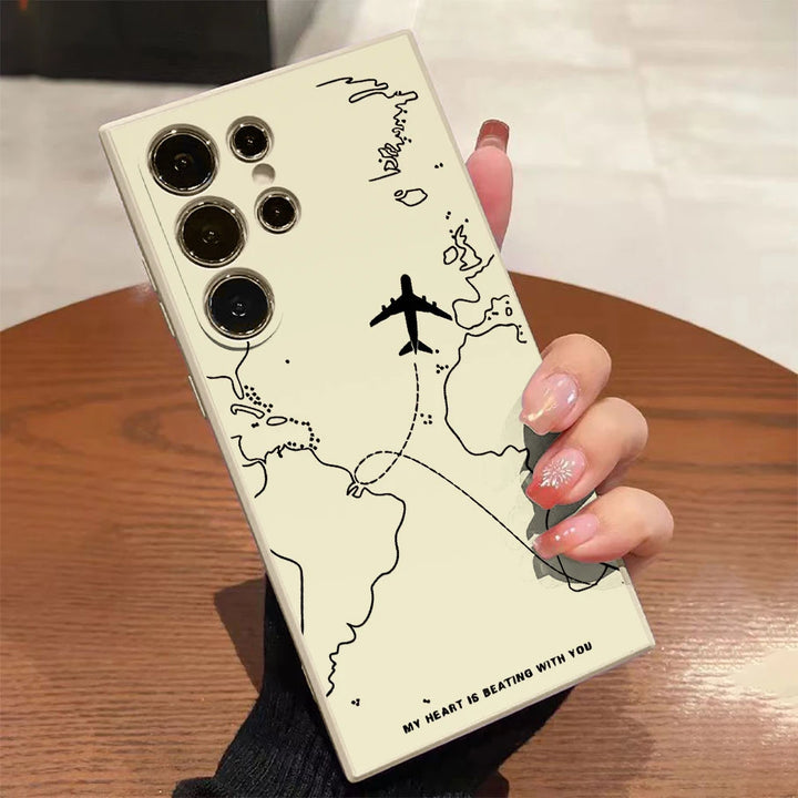 Airplane Route Design Phone Case for Samsung Galaxy S25 S24 S23 S22 S21 S20 Note 20 10 Lite Ultra Plus FE