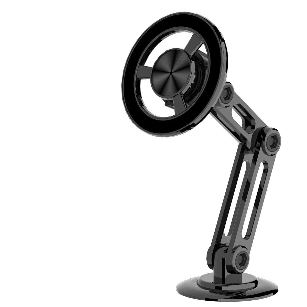 Black adjustable microphone stand on a white background with a free gift offer.