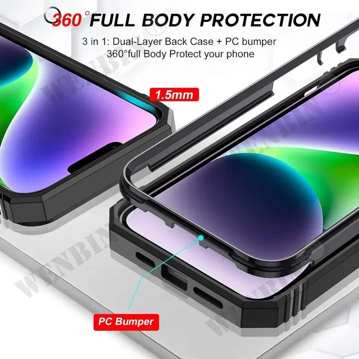 360° Kickstand Full Coverage Case for iPhone with Camera Protection – Magnetic and Shockproof