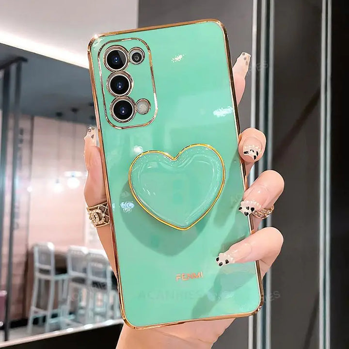 Luxury Plating Love Heart Holder Case for Samsung S20/S21/S22, A52/A32/A72 with Elegant Design and Shockproof Features