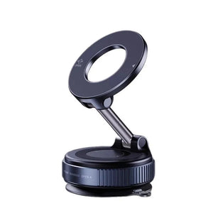Black magnifying glass with adjustable stand on a white background