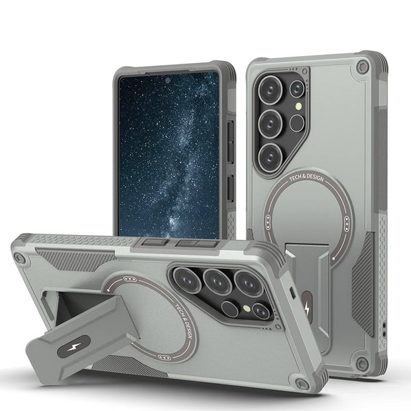 Samsung S25/S24 Ultra Magnetic Armor Case with Folding Stand