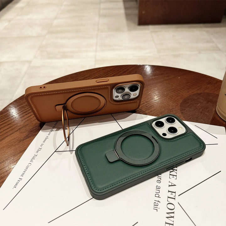 Luxury Magnetic Leather Holder Case with Stand for iPhone 11/12/13/14/15/16 Pro Max Plus