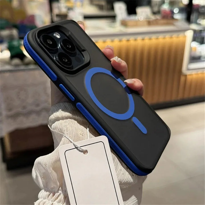 Luxury MagSafe Matte Bicolor Frame iPhone Case – Full-Coverage Shockproof Magnetic Cover for iPhone 11–16 Pro Max