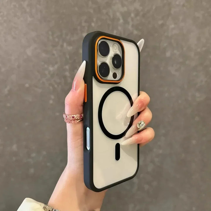 Transparent MagSafe case for iPhone 16 Pro Max in Black