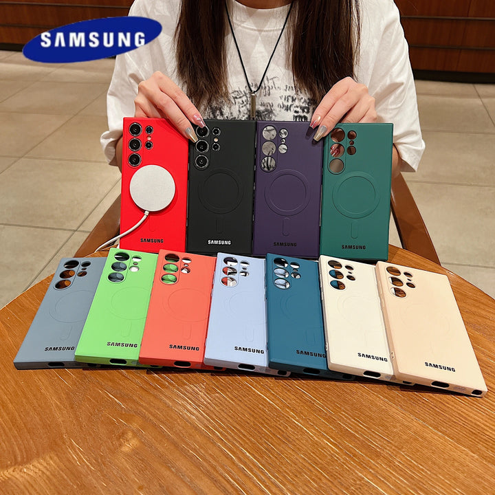 Luxury Liquid Silicone MagSafe Case for Samsung S25 S24 S23 Ultra S22 Plus S21 FE – Shockproof Cover