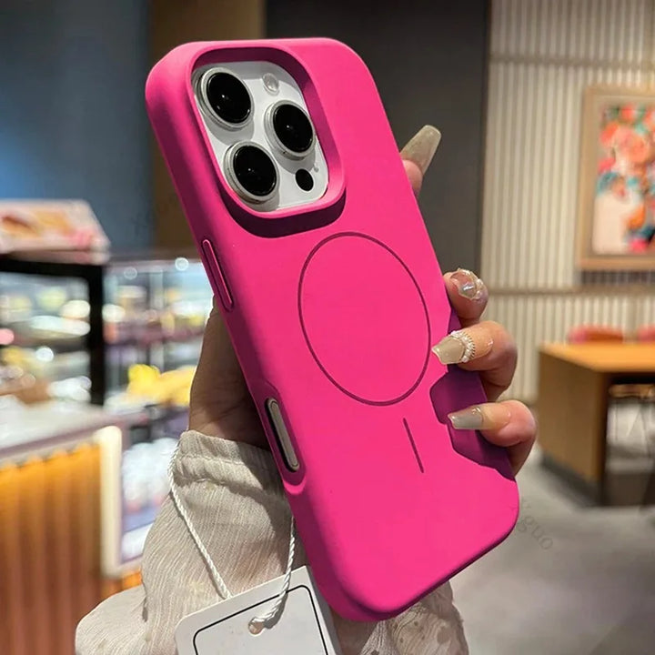Soft Liquid Silicone Magnetic iPhone Case – MagSafe Compatible Shockproof Cover for iPhone 11–16 Pro Max