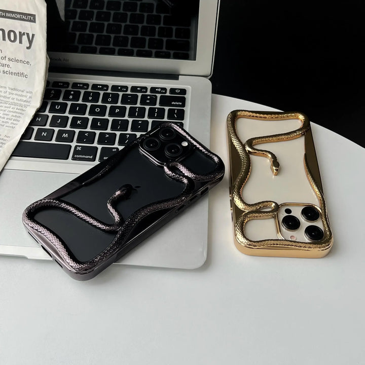 Hollow Snake Electroplated TPU Phone Case – Shockproof Non-Slip Heat Dissipation Cover for iPhone 11–16 Pro Max
