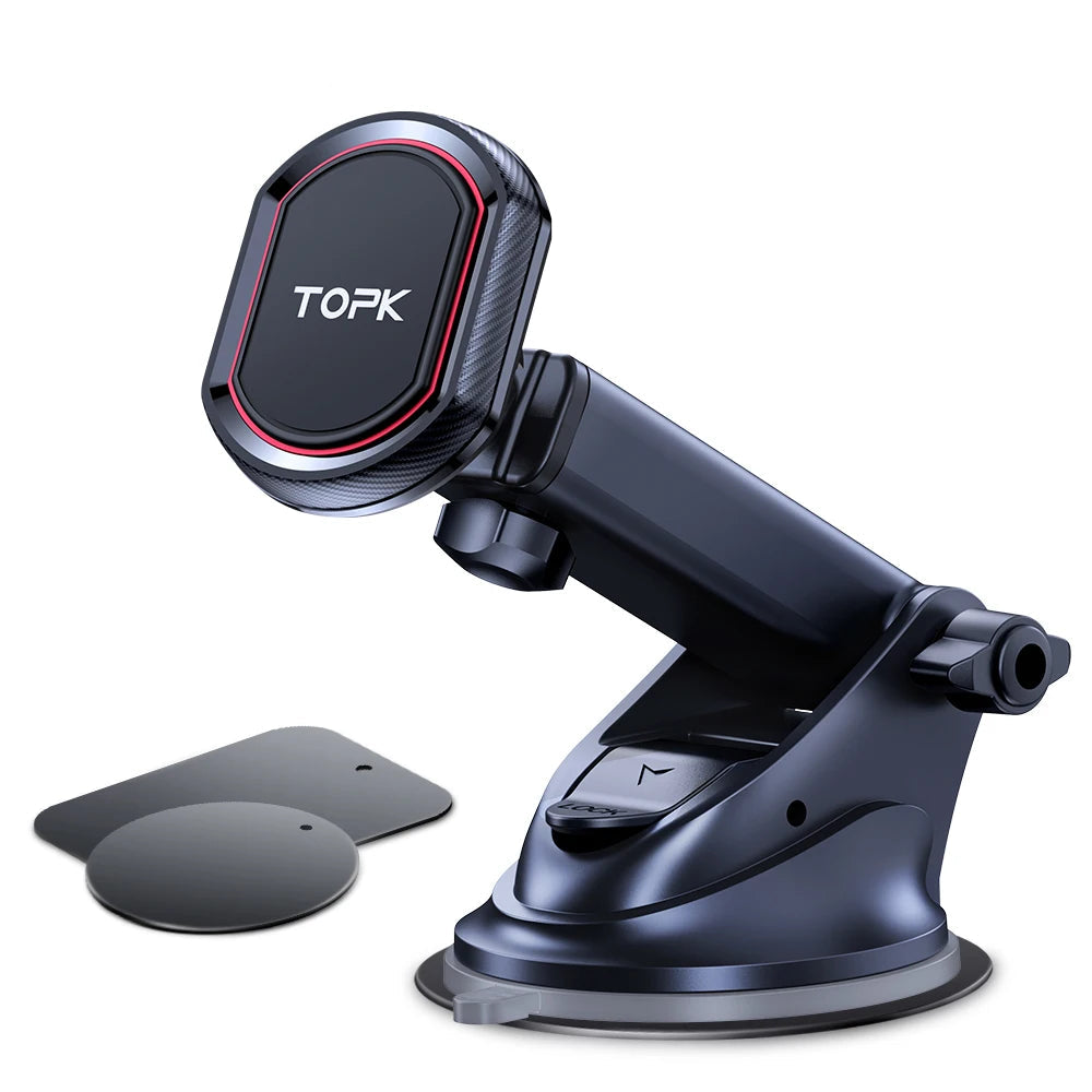 Car phone holder with suction cup on a white background