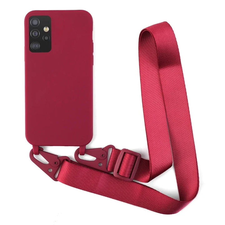 Soft Crossbody Lanyard Case for Samsung Galaxy A12-A72, Anti-Scratch Plain Design