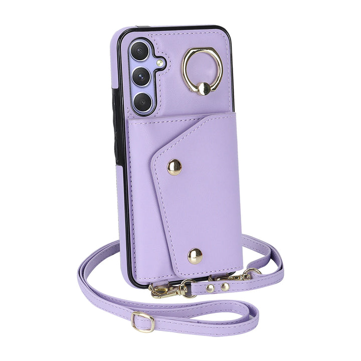 Crossbody Zipper Wallet Case with Card Holder for Samsung S23 Ultra/S22 Plus/S21 FE/A54/A53, Leather Cover