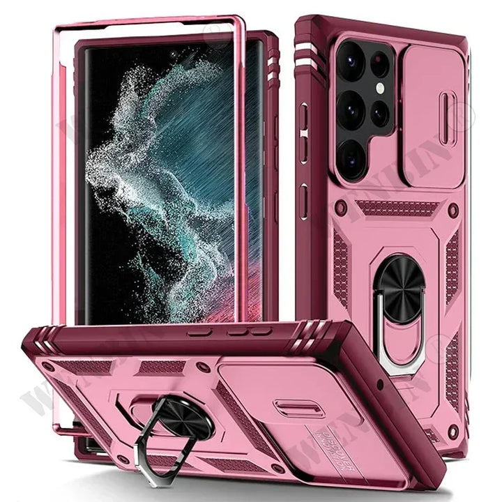 Heavy Duty Kickstand Case for Samsung S25 Ultra, S24, S23 Plus, A56, A55, and A36 - Anti-Scratch, Anti-Fingerprint, Shockproof Design with 360-Degree Kickstand.
