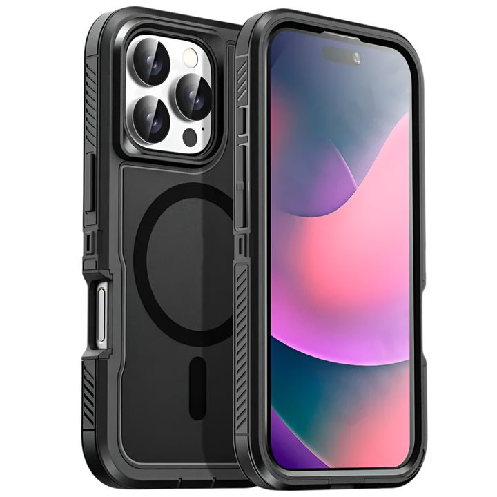 Heavy Duty Rugged Case for iPhone 16 15 14 13 12 – Shockproof Magnetic Armor Cover with Ring Stand & Slide Camera Protection