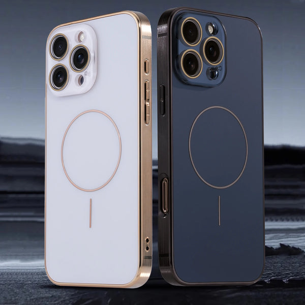 Lens Film Magnetic Case for iPhone 14, 15, 16 - Shockproof with Electroplating Frame and Wireless Charging Support