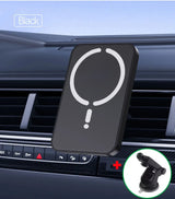 Black car phone holder on a car dashboard with an inset showing the suction cup design.