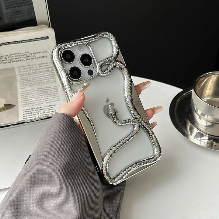 Hollow Snake Electroplated TPU Phone Case – Shockproof Non-Slip Heat Dissipation Cover for iPhone 11–16 Pro Max