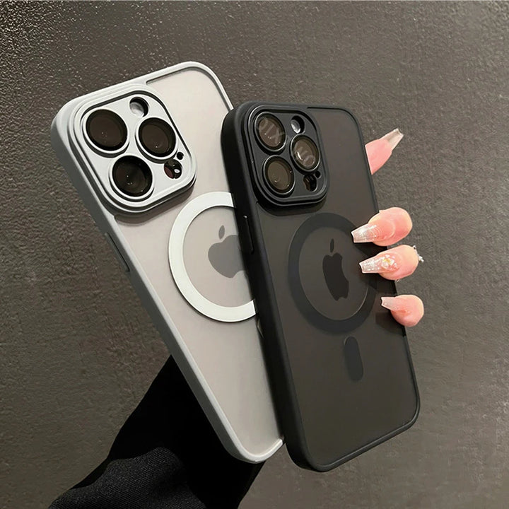 Luxury Matte Armor Case with Magsafe – Shockproof Silicone + PC Hybrid Cover for iPhone 11–16 Pro Max – Black, Gray, Navy Blue