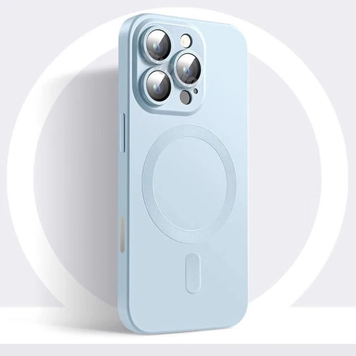 Luxury Magnetic Soft Silicone Case for iPhone 16 – Matte Finish with Camera Lens Protection & MagSafe Compatibility