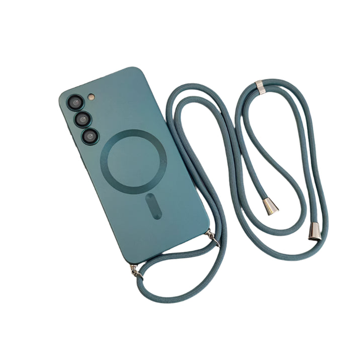 Magsafe crossbody case for Samsung Galaxy S22-S25, lanyard, multiple colors.