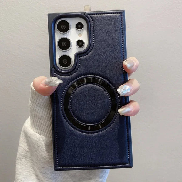 Kabellose Ladehülle aus PU-Leder für Samsung S24/S24 Ultra, magnetisch, Anti-Fall