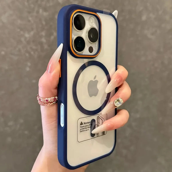 Transparent MagSafe case for iPhone 16 Pro Max in Blue