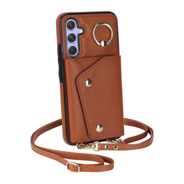 Crossbody Zipper Wallet Case with Card Holder for Samsung S23 Ultra/S22 Plus/S21 FE/A54/A53, Leather Cover