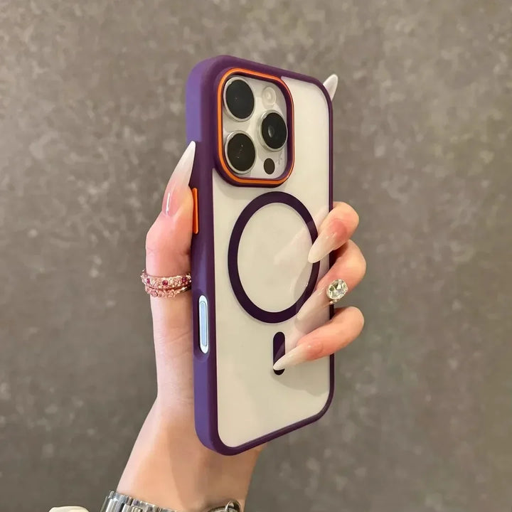 Transparent MagSafe case for iPhone 14 Pro Max in Purple