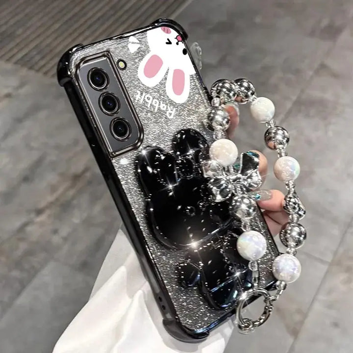 Airbag Glitter Rabbit Holder Case for Samsung S20/S21/S22 Ultra/Plus