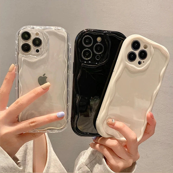 Wave Pattern Clear iPhone Case for iPhone 11–16 Pro Max