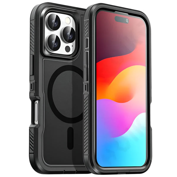 Heavy Duty Rugged Case for iPhone 16 15 14 13 12 – Shockproof Magnetic Armor Cover with Ring Stand & Slide Camera Protection