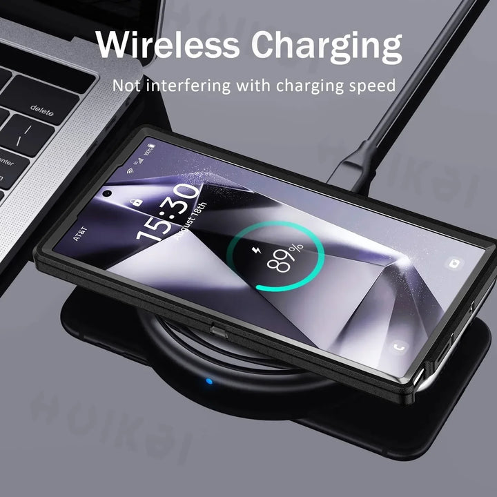 Heavy Duty Anti-Scratch Rugged Case for Samsung Galaxy S25, S24, S23, A54, A15, A16 – Shockproof, Kickstand, Wireless Charging Compatible
