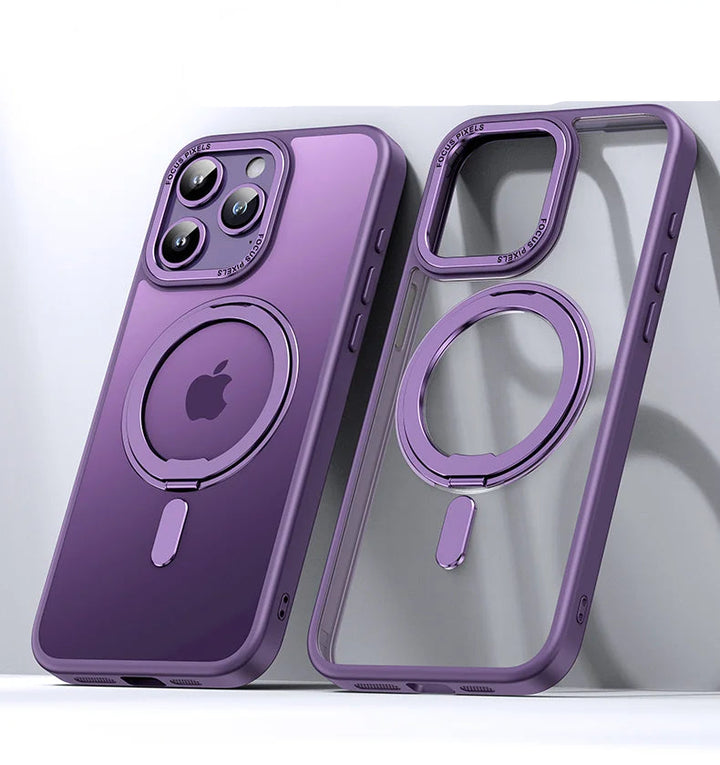 Luxury 360° Rotating Stand Case for iPhone 16 Pro Max, Magnetic Magsafe Ring Holder, Anti-Scratch and Wireless Charging Compatible
