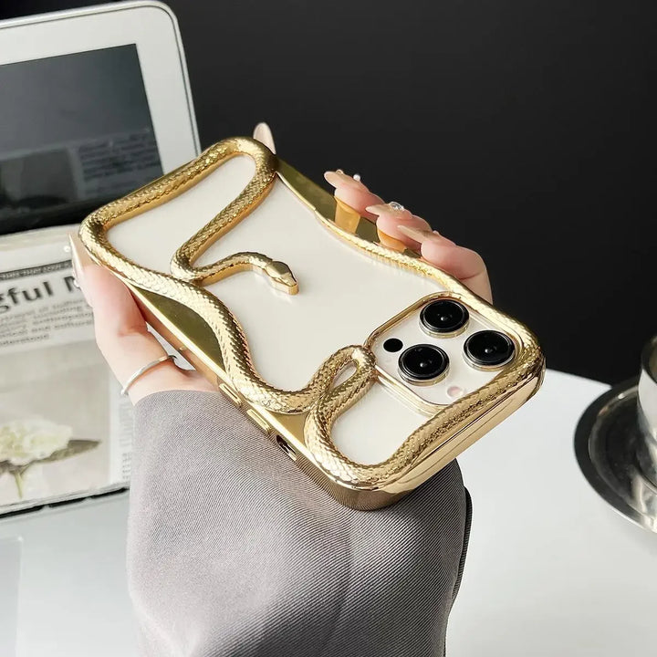 Hollow Snake Electroplated TPU Phone Case – Shockproof Non-Slip Heat Dissipation Cover for iPhone 11–16 Pro Max