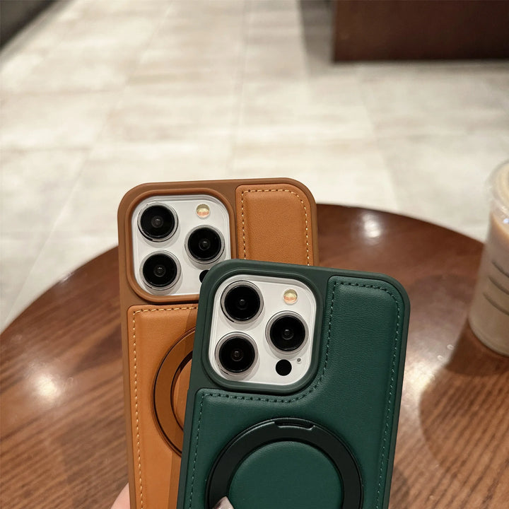 Luxury Magnetic Leather Holder Case with Stand for iPhone 11/12/13/14/15/16 Pro Max Plus