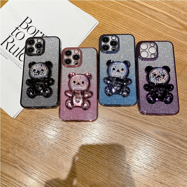 Bling Bear Silicone Holder Case for Samsung S21/S22 FE/Ultra
