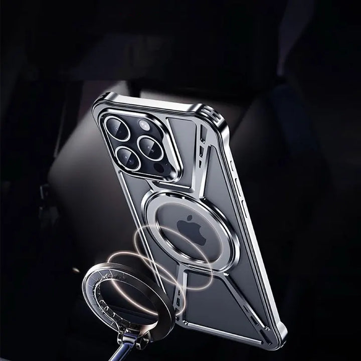 Magnetic Aluminum Alloy Case for iPhone 14/15/16 Pro Max with anti-fall protection and premium design