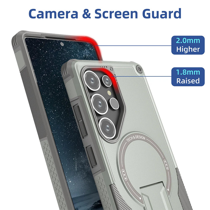 Samsung S25/S24 Ultra Magnetic Armor Case with Folding Stand