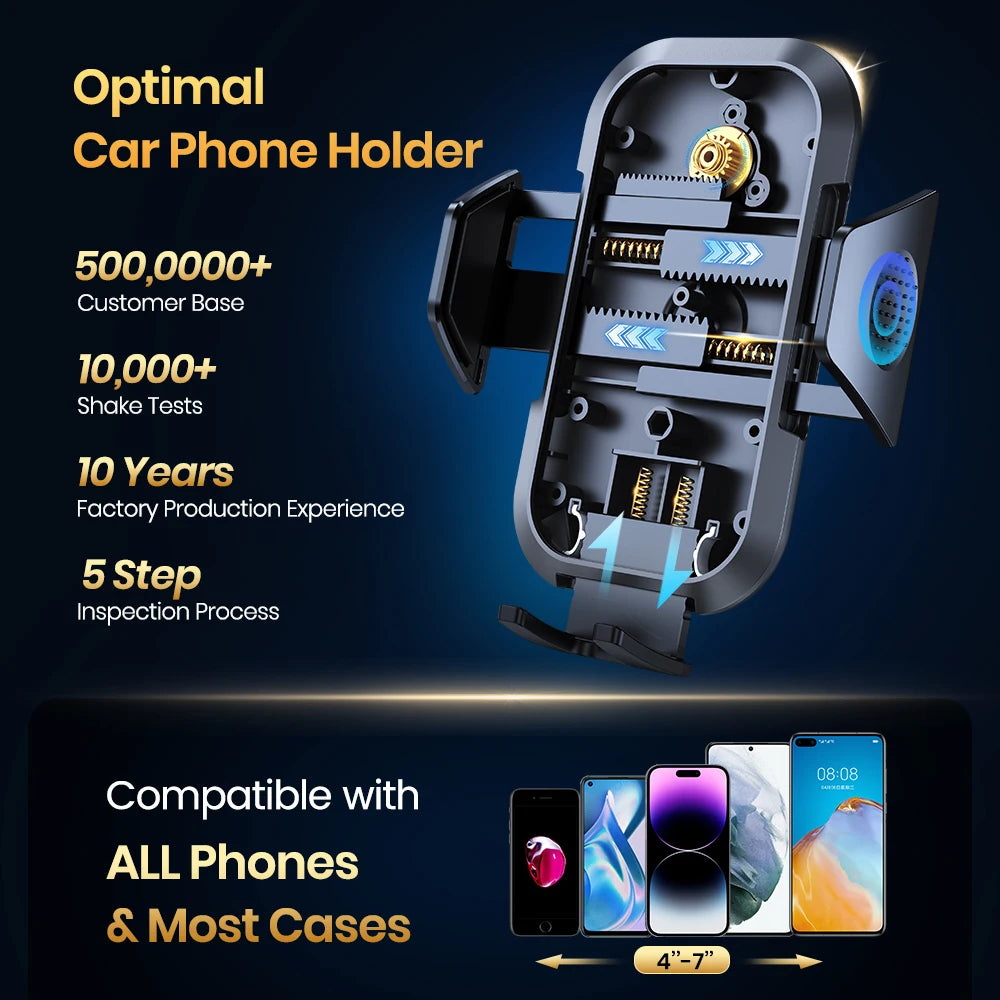 Optimal car phone holder with compatibility features on a dark background