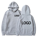 Gray hoodie with 'LOGO' printed on the front and back against a white background