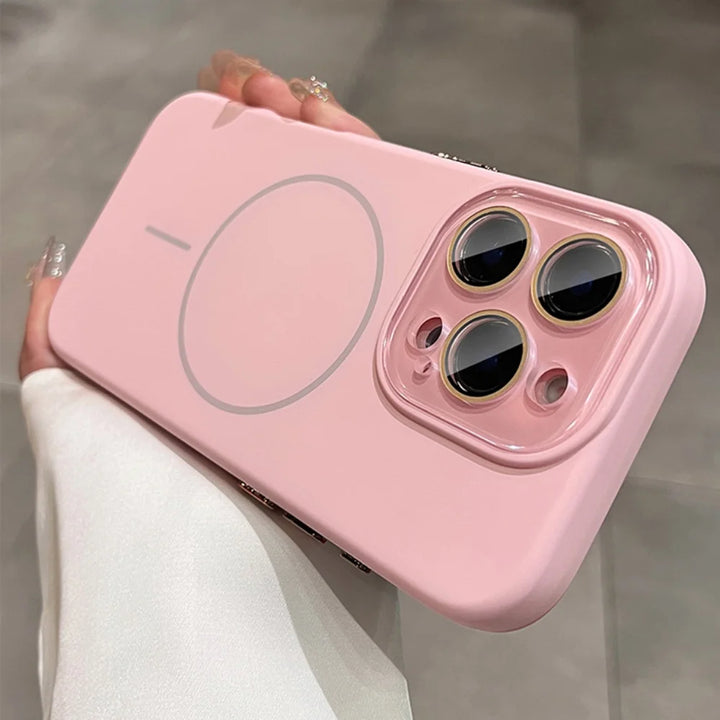 Luxury MagSafe iPhone Case with HD Camera Lens Protection – Anti-Fingerprint Matte Shockproof Cover for iPhone 11–16 Pro Max