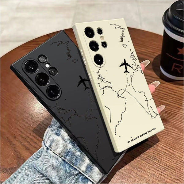 Airplane Route Design Phone Case for Samsung Galaxy S25 S24 S23 S22 S21 S20 Note 20 10 Lite Ultra Plus FE