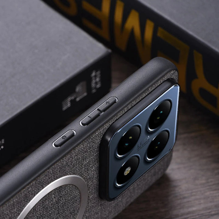 Magnetic TPU + PC Anti-Slip Case for Xiaomi 14T Pro and 14T with Woven Textile Pattern