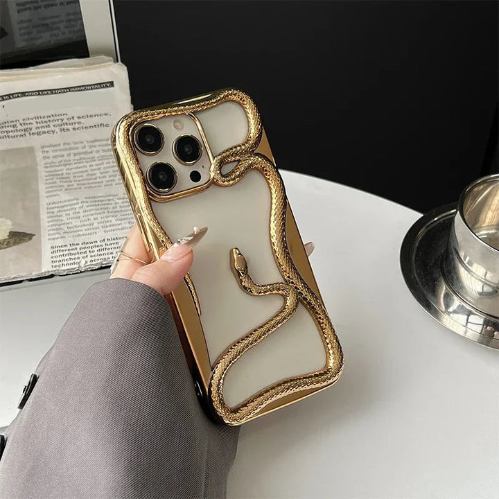 Hollow Snake Electroplated TPU Phone Case – Shockproof Non-Slip Heat Dissipation Cover for iPhone 11–16 Pro Max